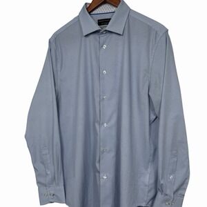Report Collection X4 Stretch Dress Shirt Shirt Mens Large 16.5 35 Blue Geometric